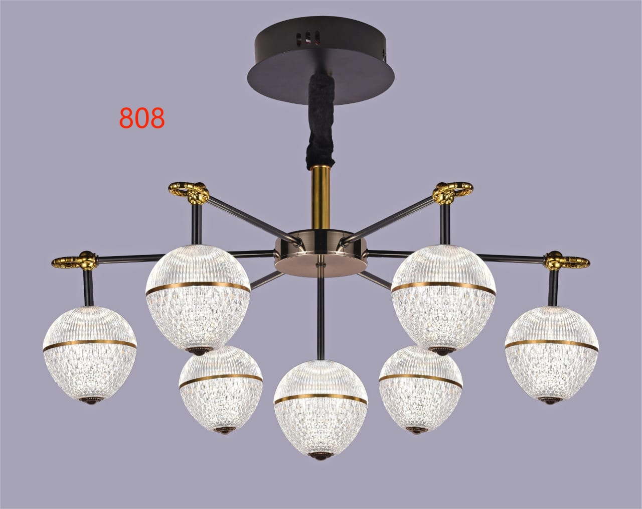Mordern chandelier with six light and frosted Glass shades
