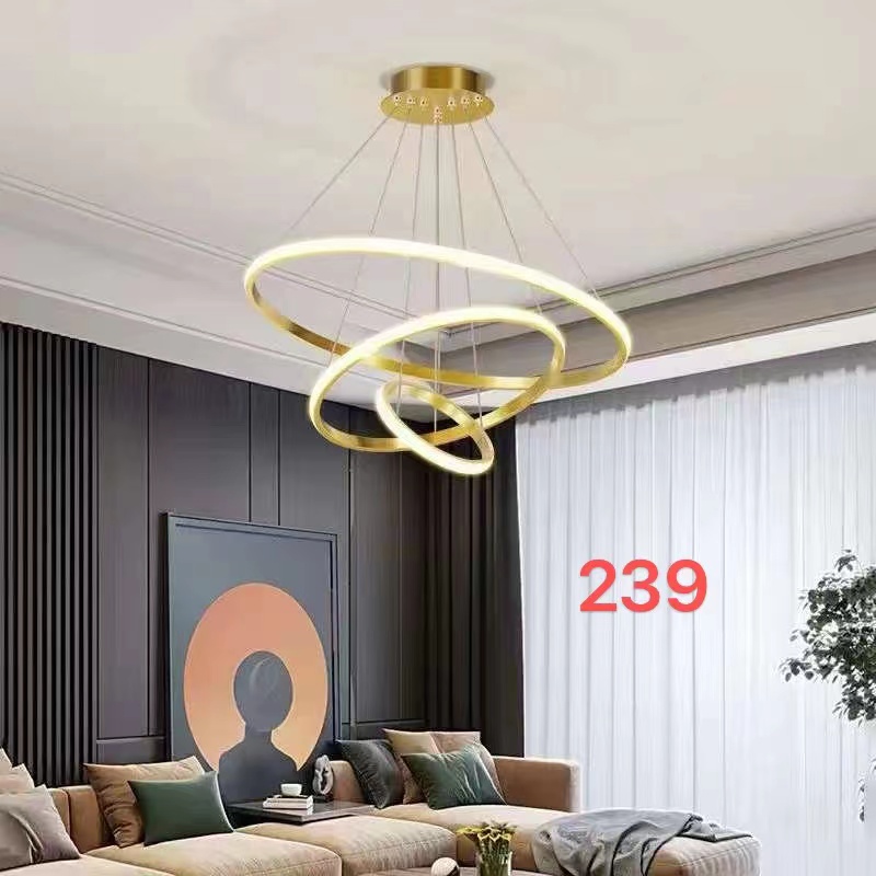 Mordern 3-ring LED Chandelier with a Gold Finish